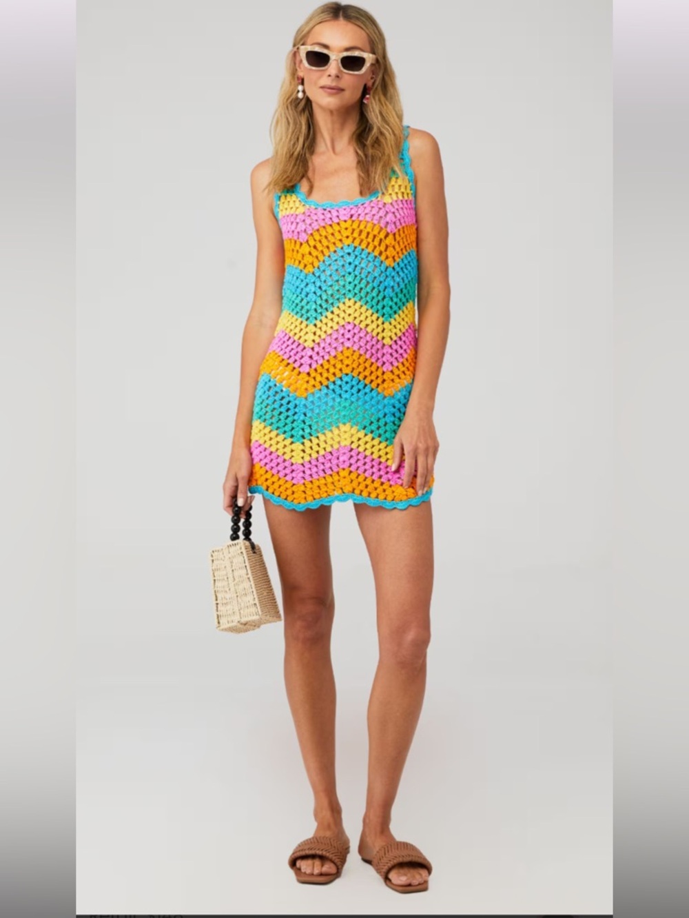 Show Me Your Mumu Women's Tara Mini Dress Sea Breeze Crochet Size Small - Picture 3 of 9